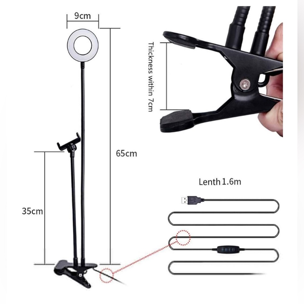 Adjustable LED Ring Light with Phone Holder Stand - Picture 7 of 8